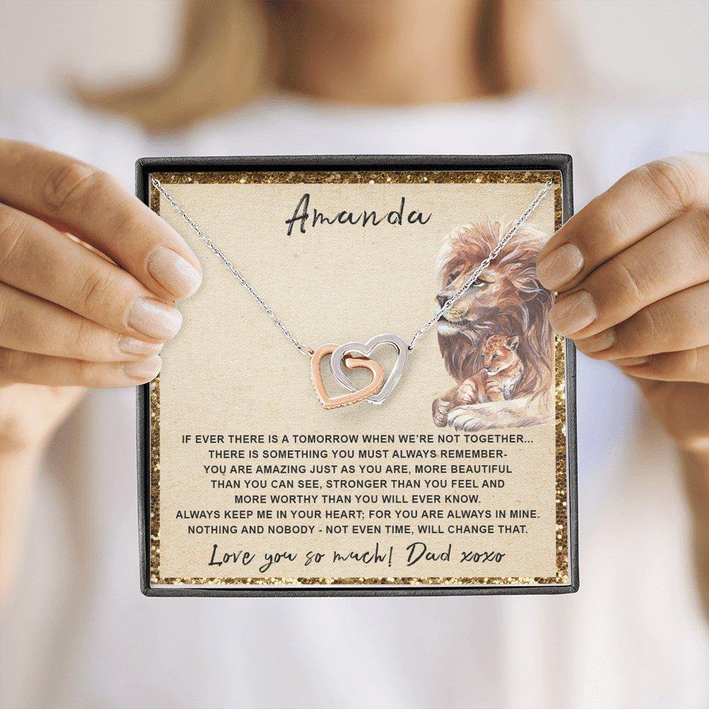 Interlocking Hearts Necklace If Ever There Is a Tomorrow Lion and Cub Personalized Insert CardCustomly Gifts