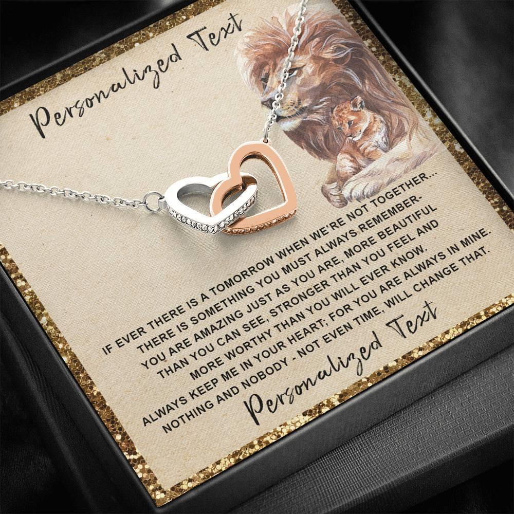 Interlocking Hearts Necklace If Ever There Is a Tomorrow Lion and Cub Personalized Insert CardCustomly Gifts