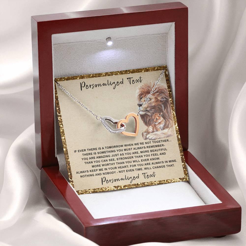 Interlocking Hearts Necklace If Ever There Is a Tomorrow Lion and Cub Personalized Insert CardCustomly Gifts