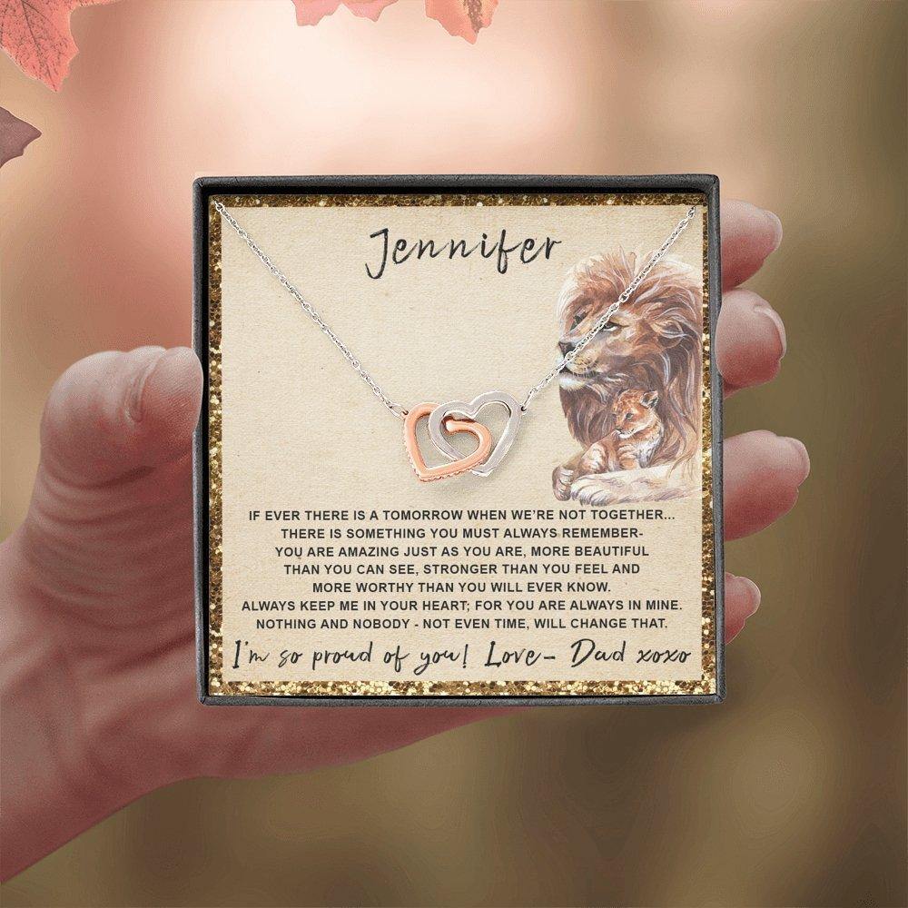 Interlocking Hearts Necklace If Ever There Is a Tomorrow Lion and Cub Personalized Insert CardCustomly Gifts