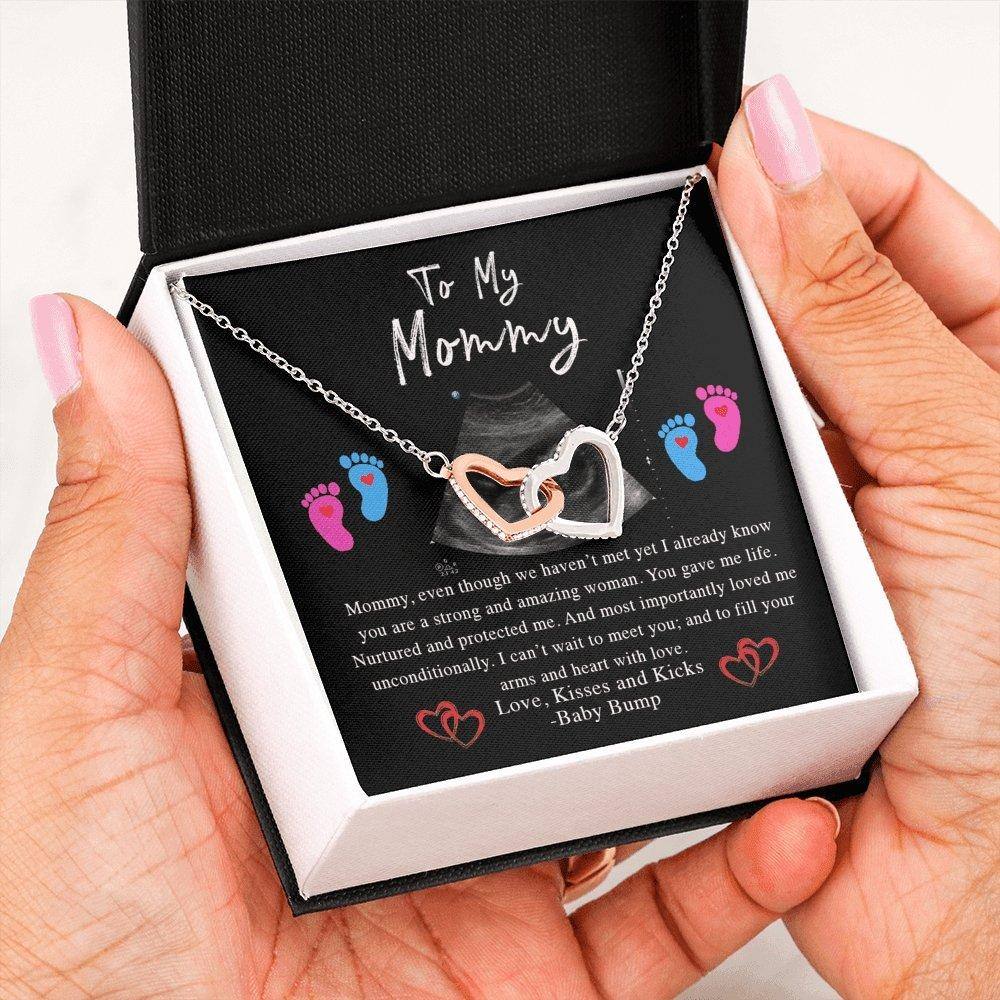 Interlocking Hearts Necklace To My Mommy v1 Personalized Sonogram Image Insert CardCustomly Gifts
