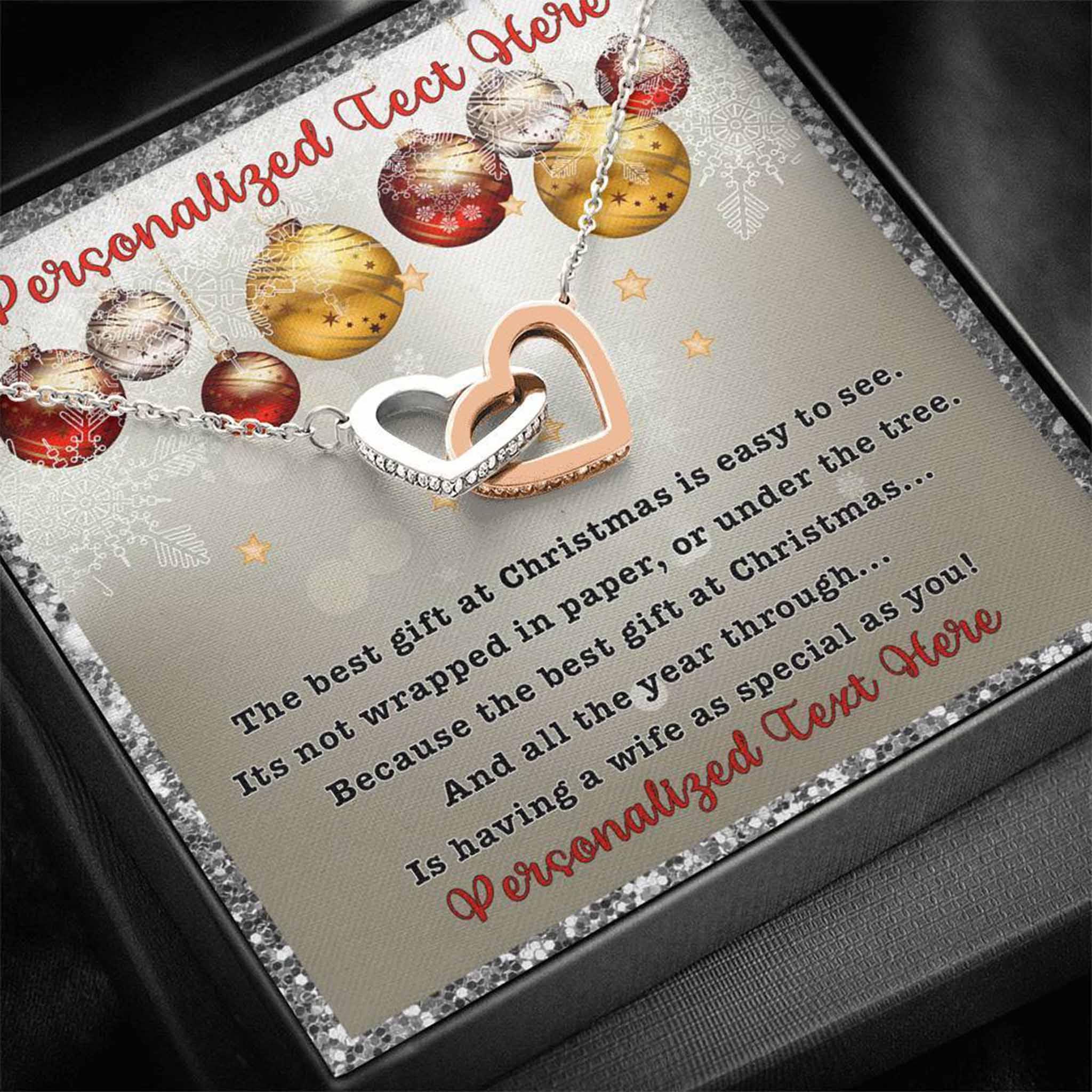 Interlocking Hearts Necklace Wife Best Gift Christmas Personalized Insert CardCustomly Gifts