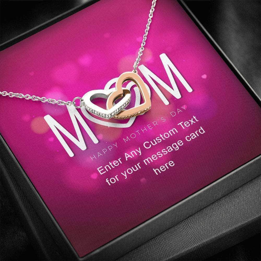 Interlocking Hearts Necklace With Mom Hearts Happy Mother's Day Personalized Insert CardCustomly Gifts