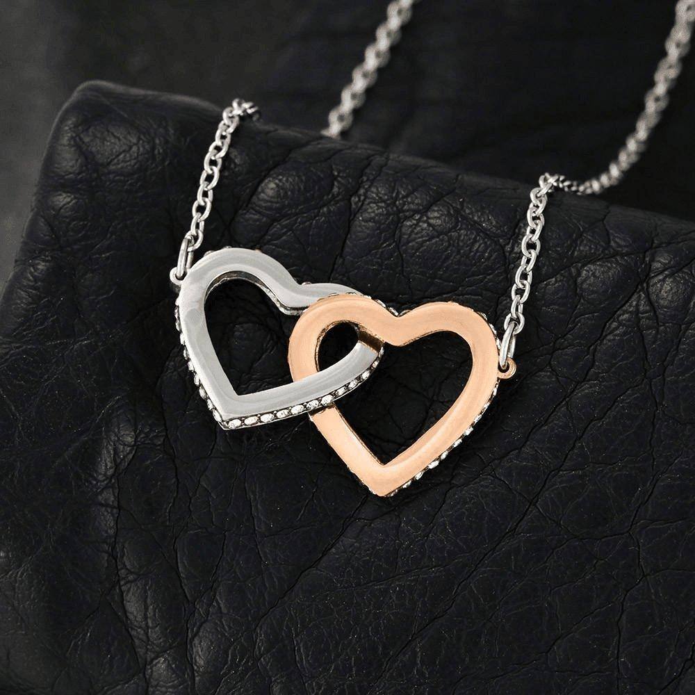 Interlocking Hearts Necklace With Will You Be My Maid Of Honor? Fawn-Slvr Personalized Insert CardCustomly Gifts