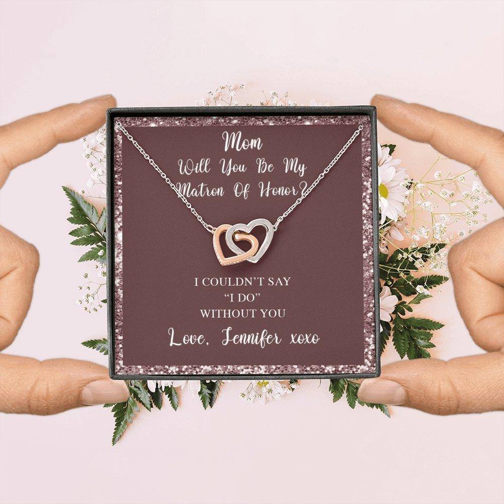 Interlocking Hearts Necklace With Will You Be My Matron Of Honor? Burg-Burg Personalized Insert CardCustomly Gifts