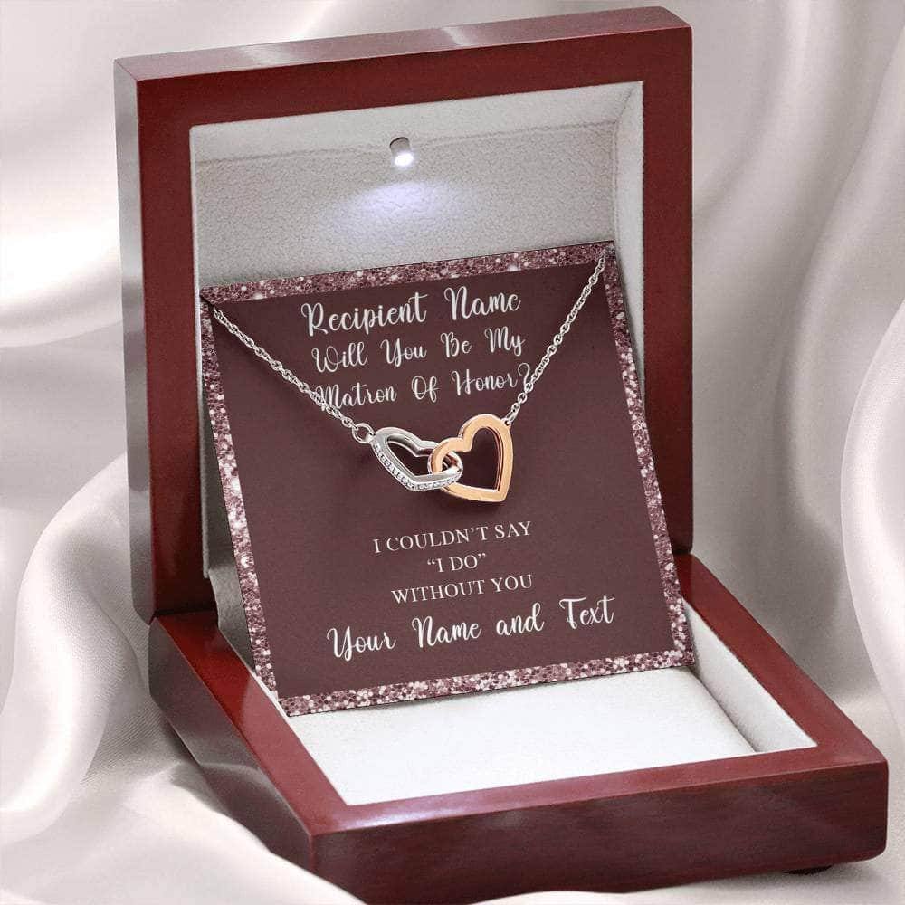 Interlocking Hearts Necklace With Will You Be My Matron Of Honor? Burg-Burg Personalized Insert CardCustomly Gifts