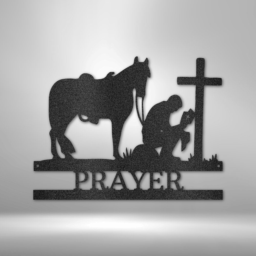 Kneeling Cowboy Cross Personalized Memorial Steel Metal SignCustomly Gifts