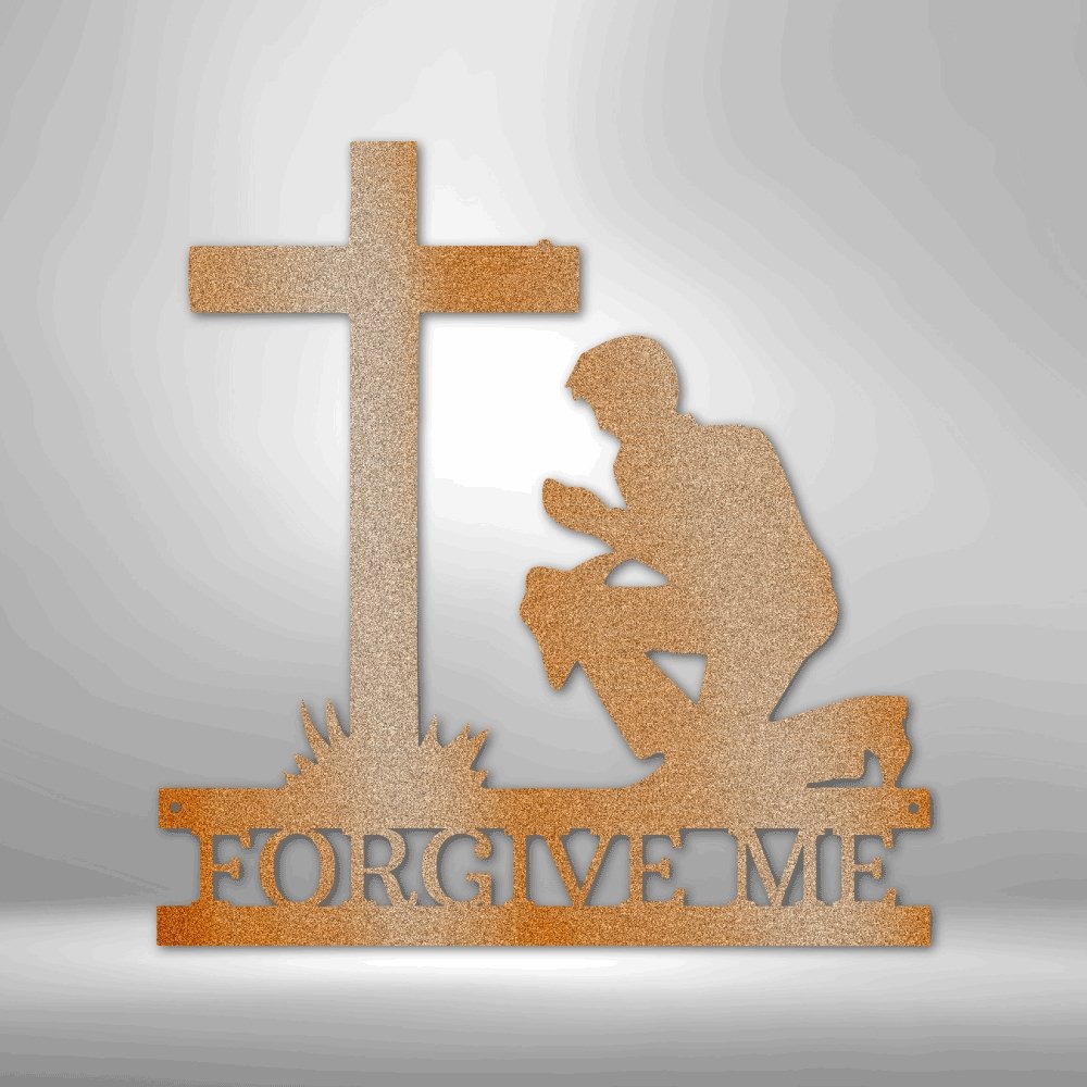 Kneeling Man Cross Personalized Name Text Steel SignCustomly Gifts