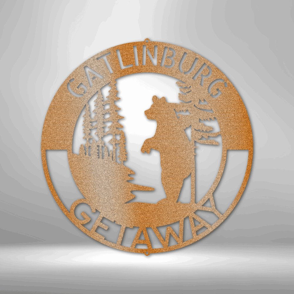 Lone Bear Personalized Name Text Steel signCustomly Gifts