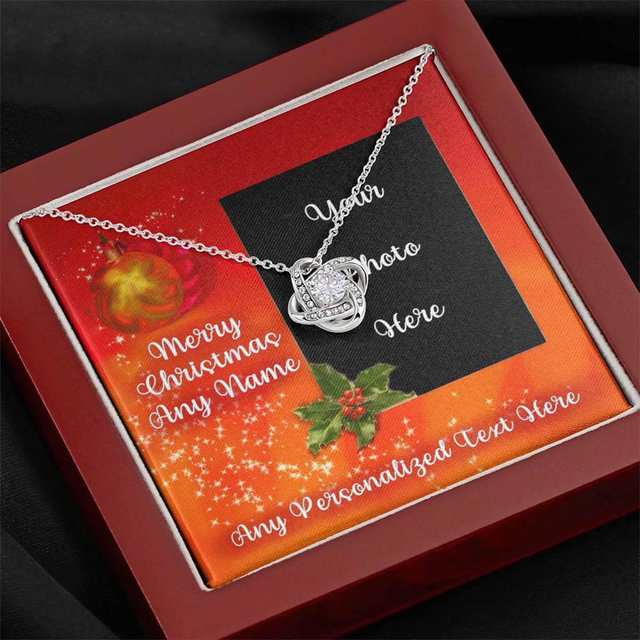 Love Knot Necklace Christmas Photo v1 Personalized Insert CardCustomly Gifts