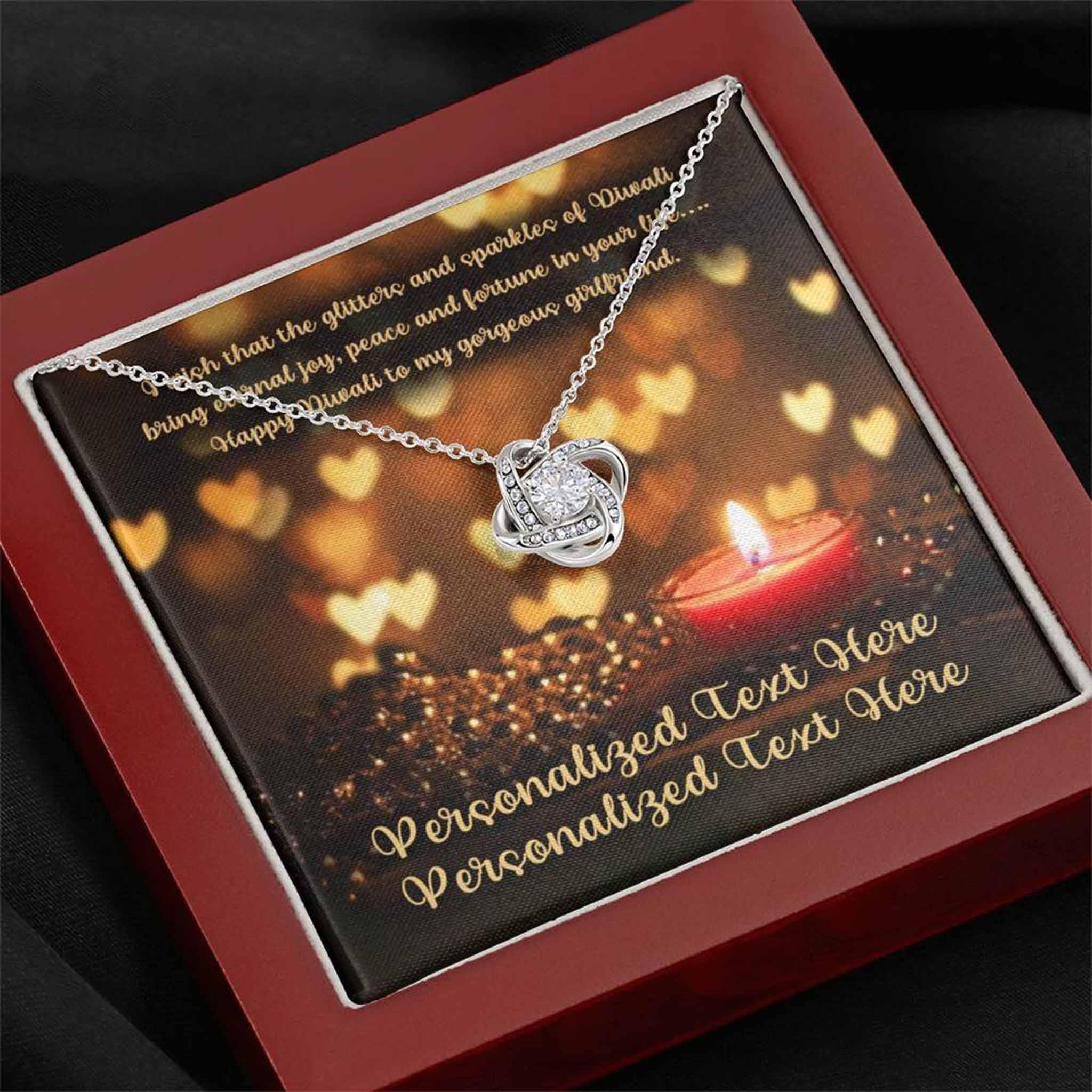Love Knot Necklace Girlfriend Happy Diwali v5 Personalized Insert CardCustomly Gifts