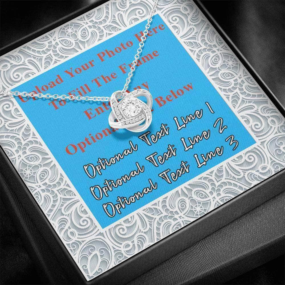 Love Knot Necklace Lace Frame v1 Personalized Photo Text Insert CardCustomly Gifts