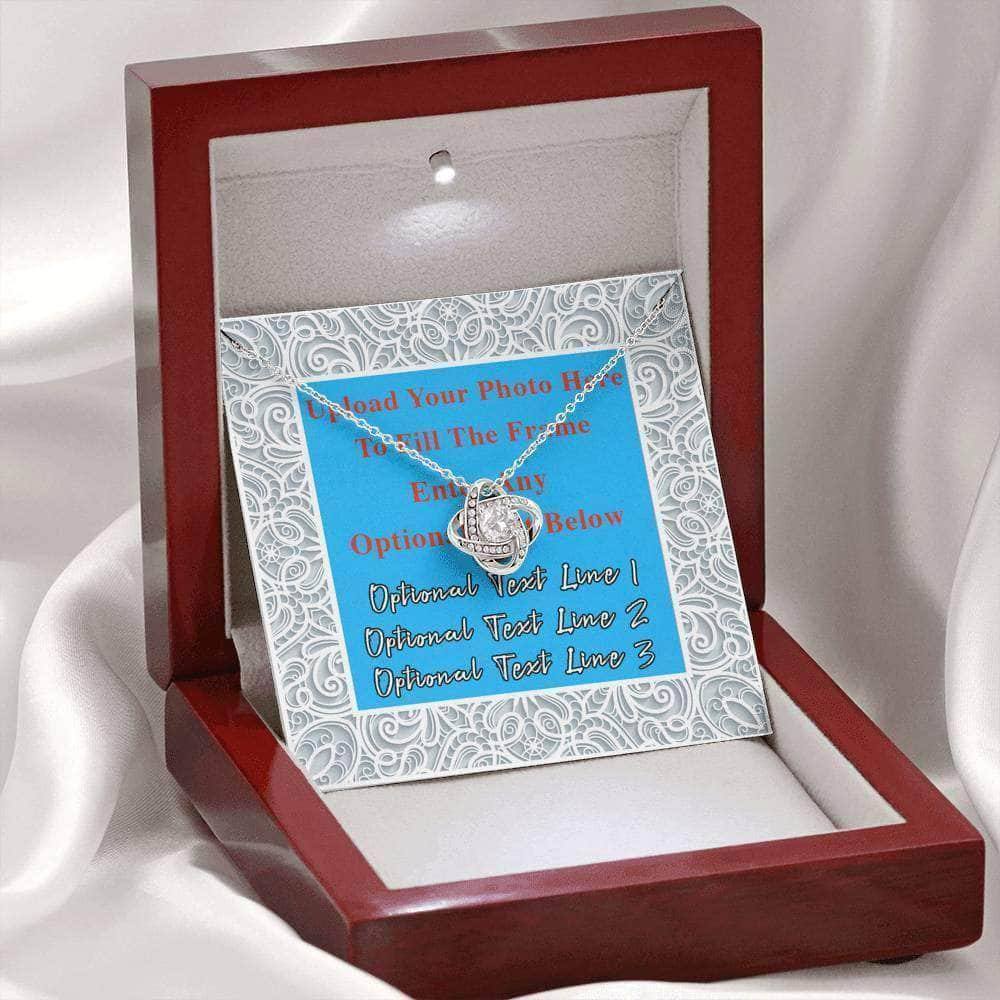 Love Knot Necklace Lace Frame v1 Personalized Photo Text Insert CardCustomly Gifts
