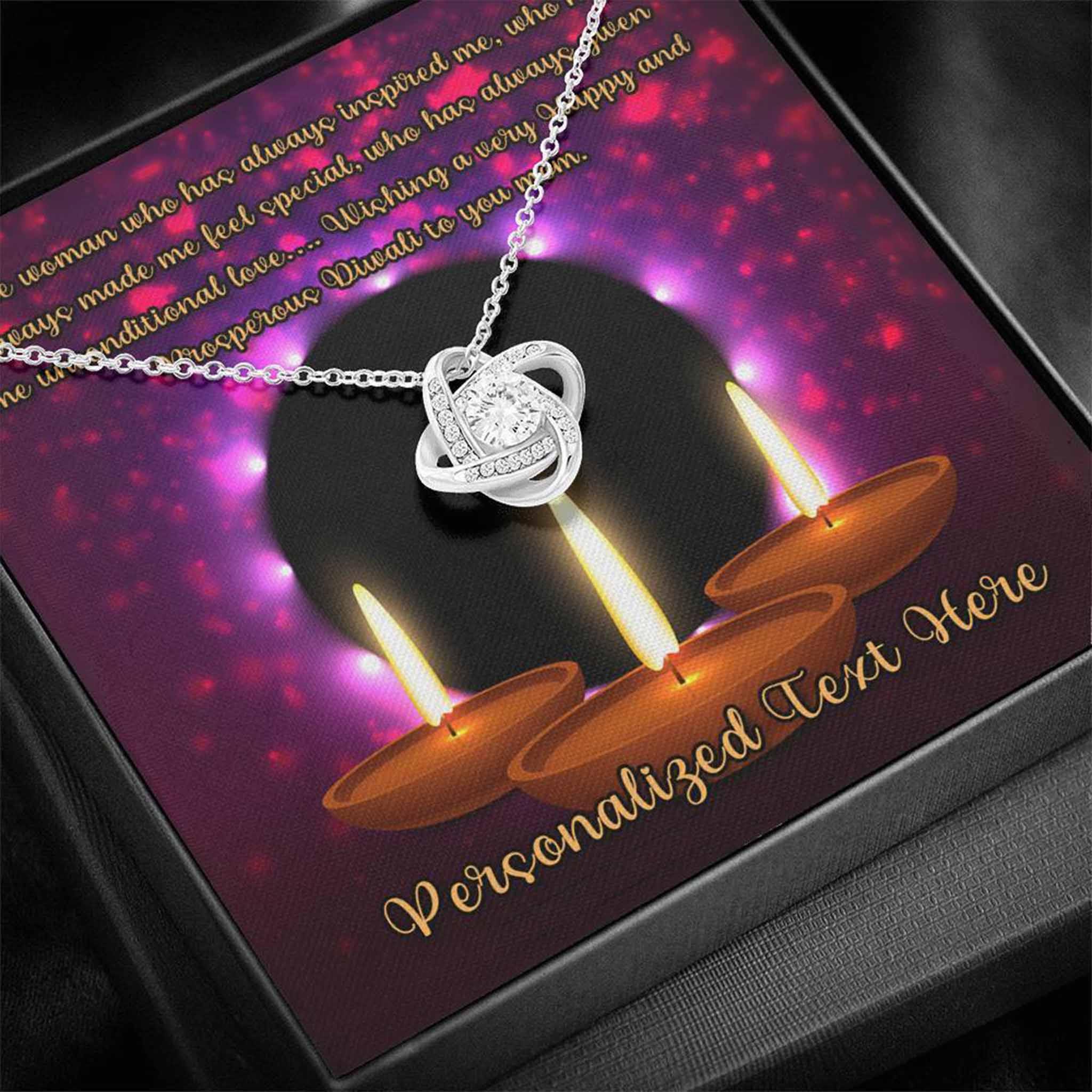 Love Knot Necklace Mom Happy Diwali v2 Personalized Insert CardCustomly Gifts
