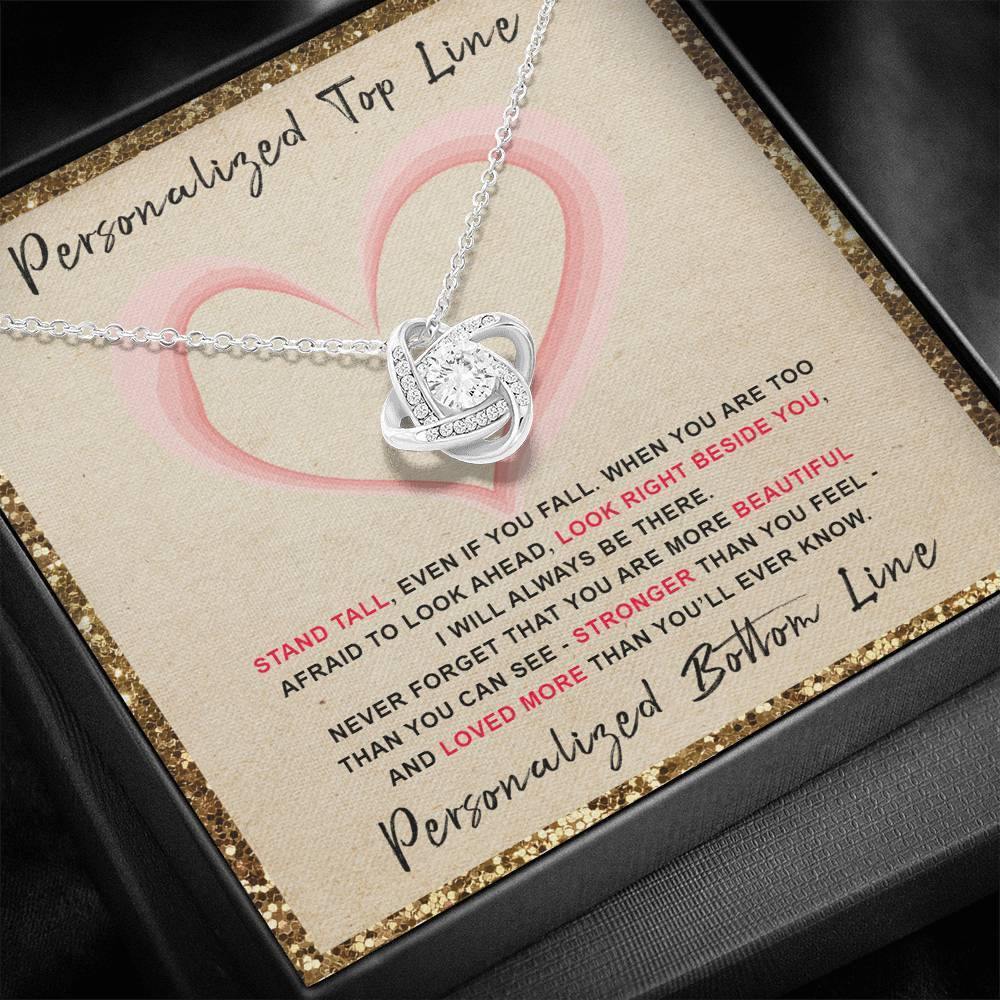 Love Knot Necklace Stand Tall Watercolor Heart Personalized Insert CardCustomly Gifts