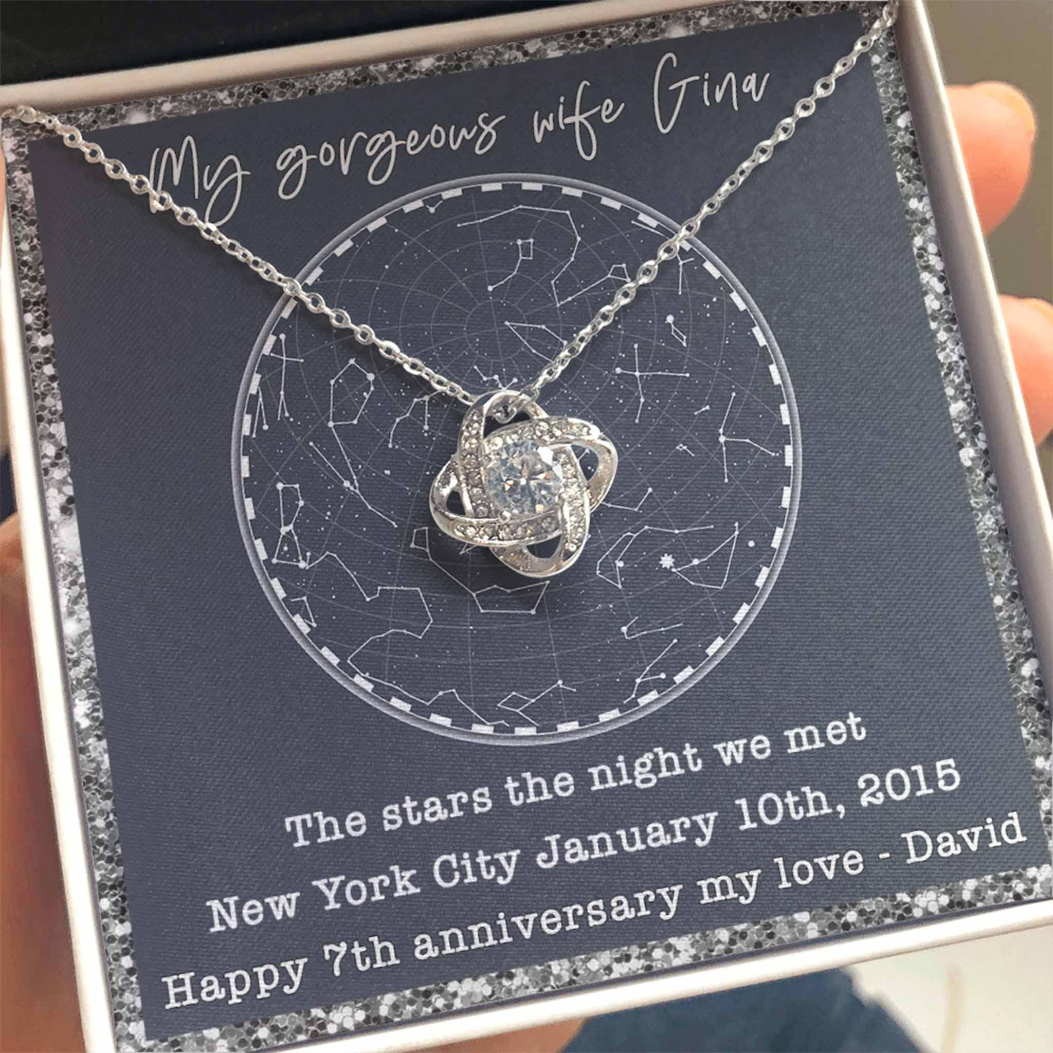 Love Knot Necklace Star Map v1 Personalized Insert CardCustomly Gifts