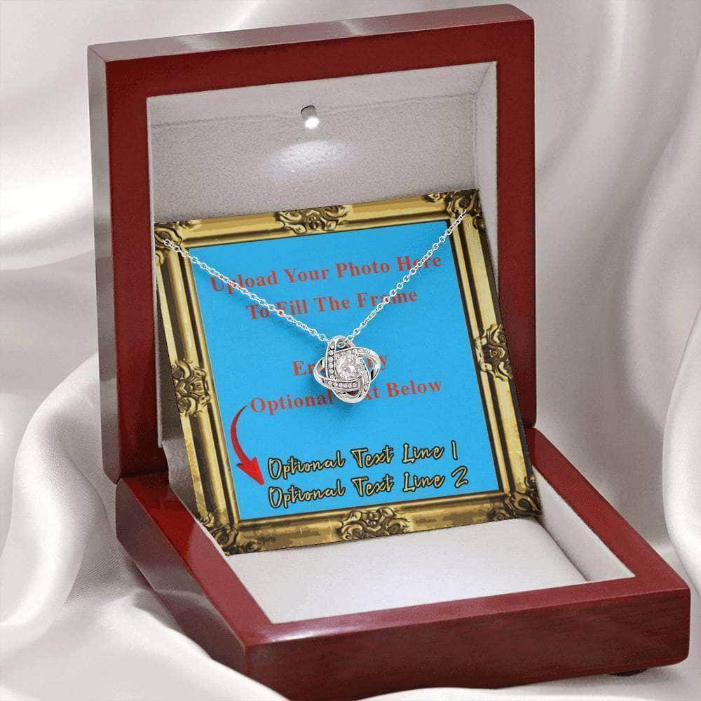 Love Knot Necklace Vintage Frame Personalized Photo Text Insert CardCustomly Gifts