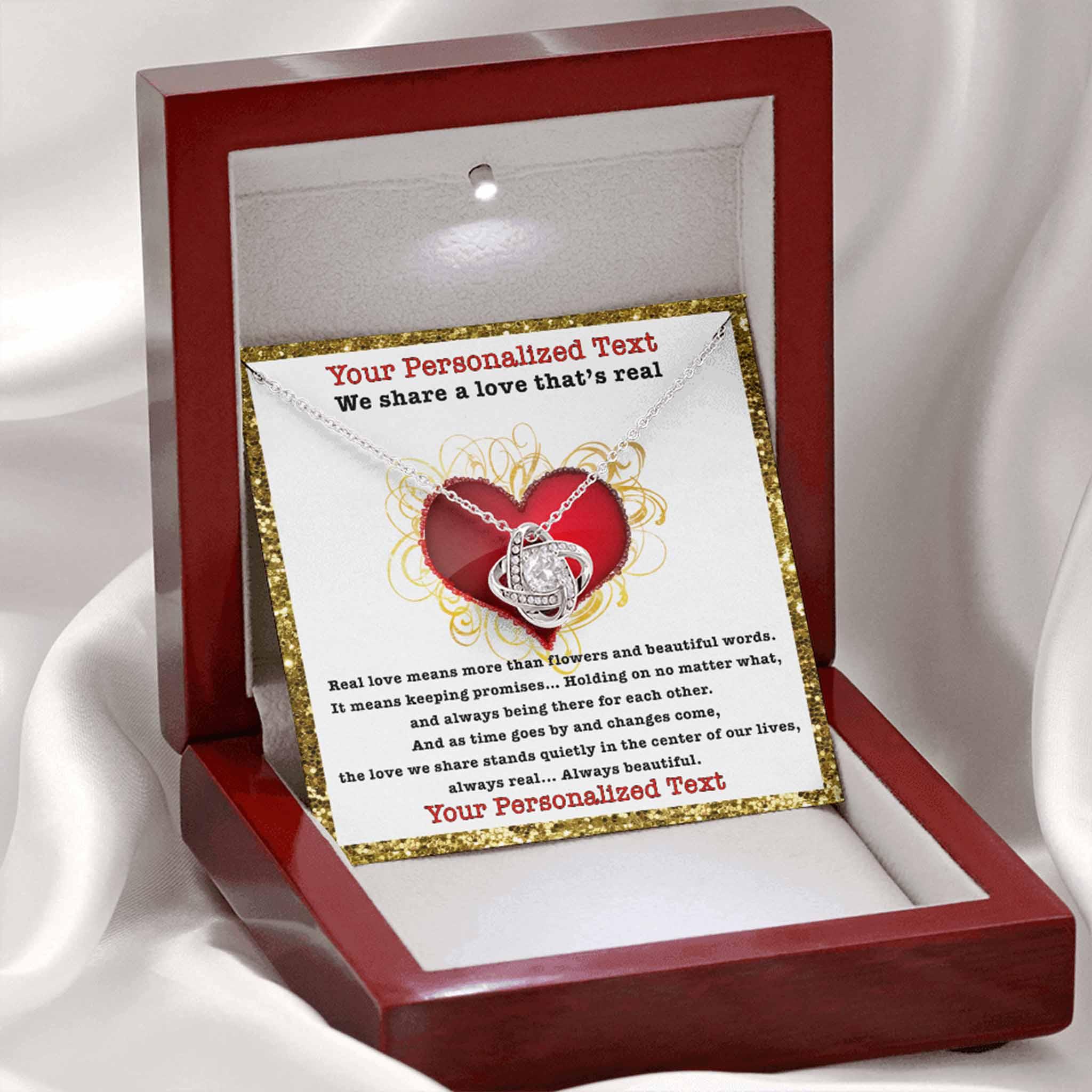 Love Knot Necklace We Share A Love Personalized Insert CardCustomly Gifts