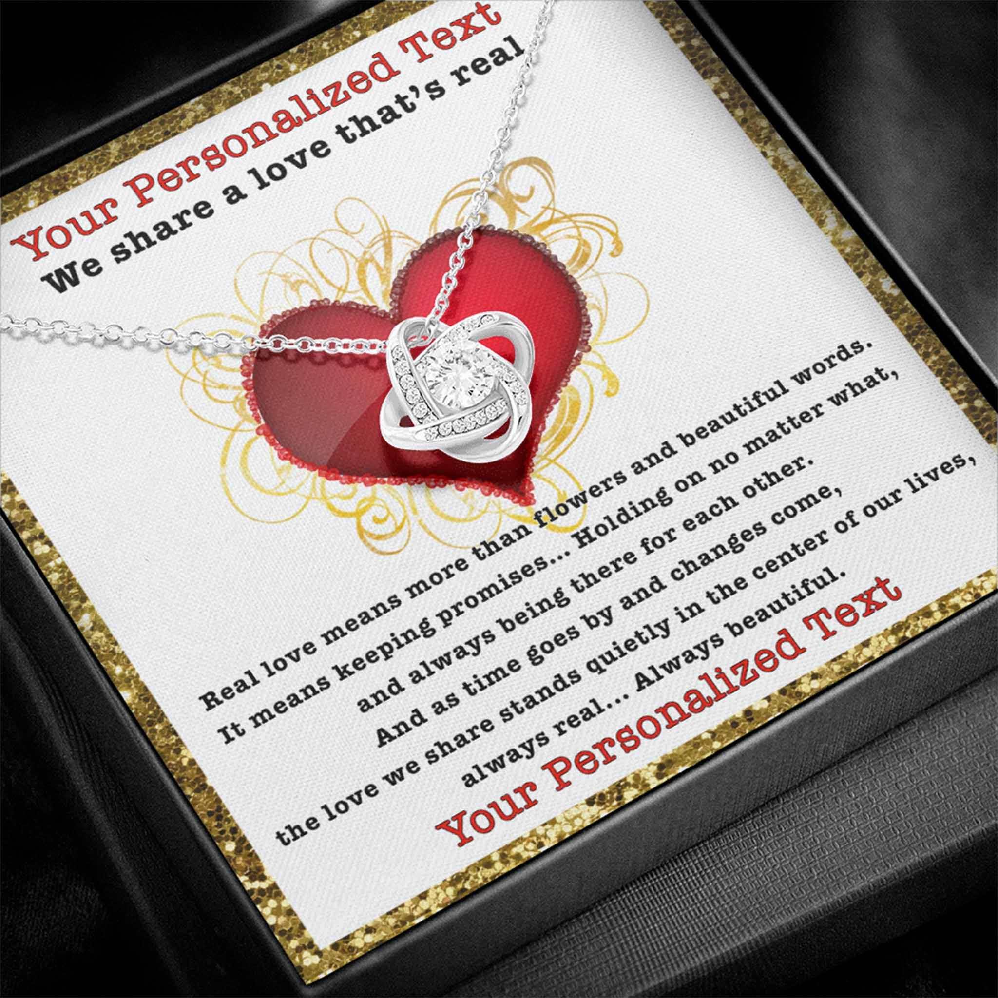 Love Knot Necklace We Share A Love Personalized Insert CardCustomly Gifts