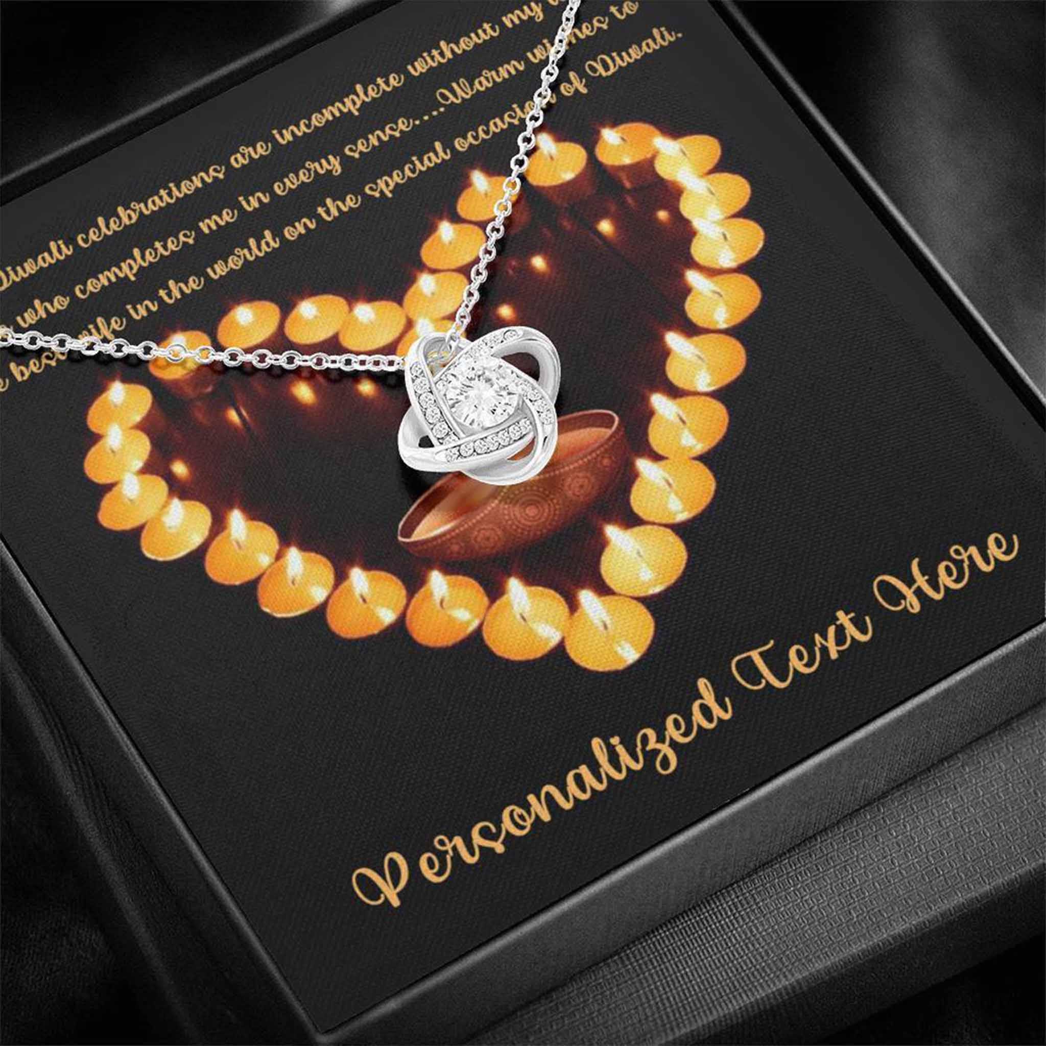 Love Knot Necklace Wife Happy Diwali v4 Personalized Insert CardCustomly Gifts