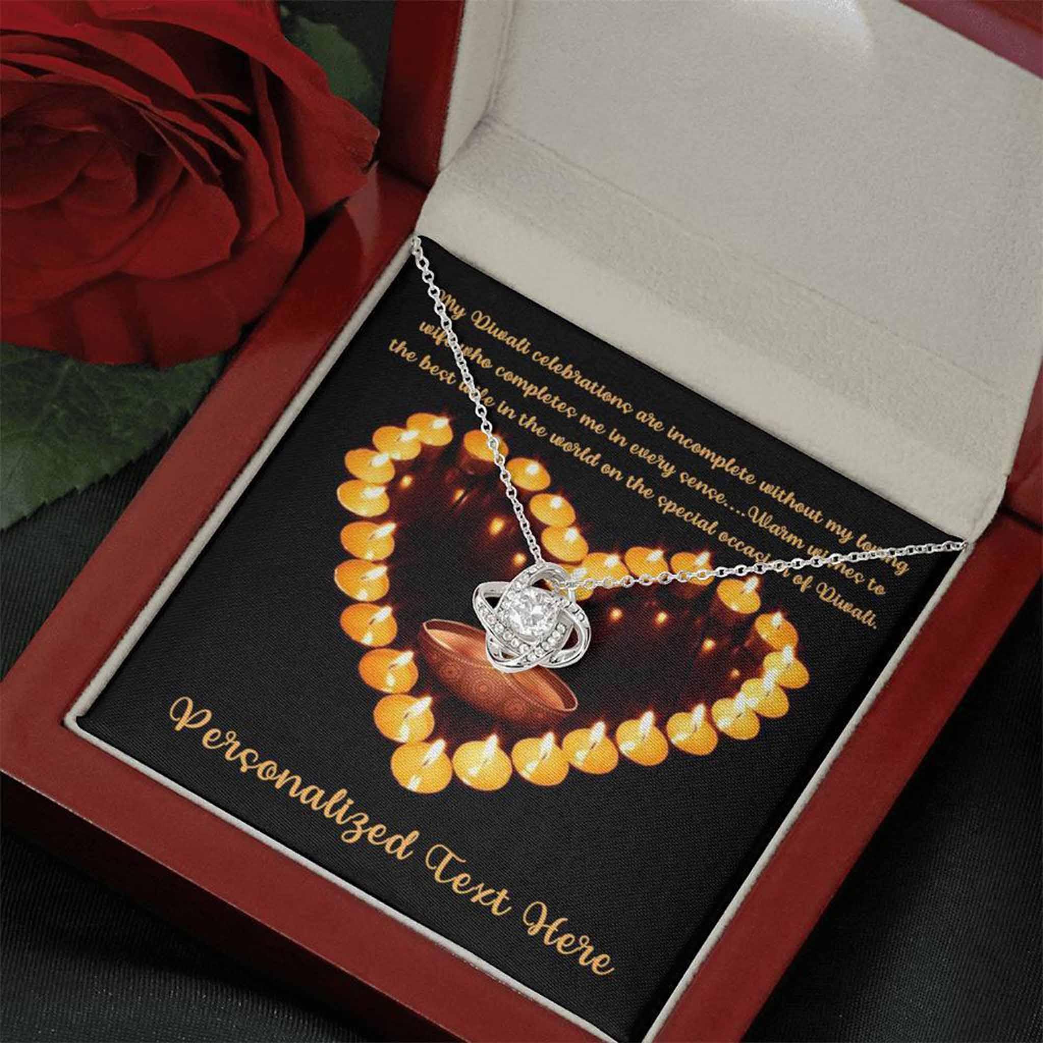 Love Knot Necklace Wife Happy Diwali v4 Personalized Insert CardCustomly Gifts