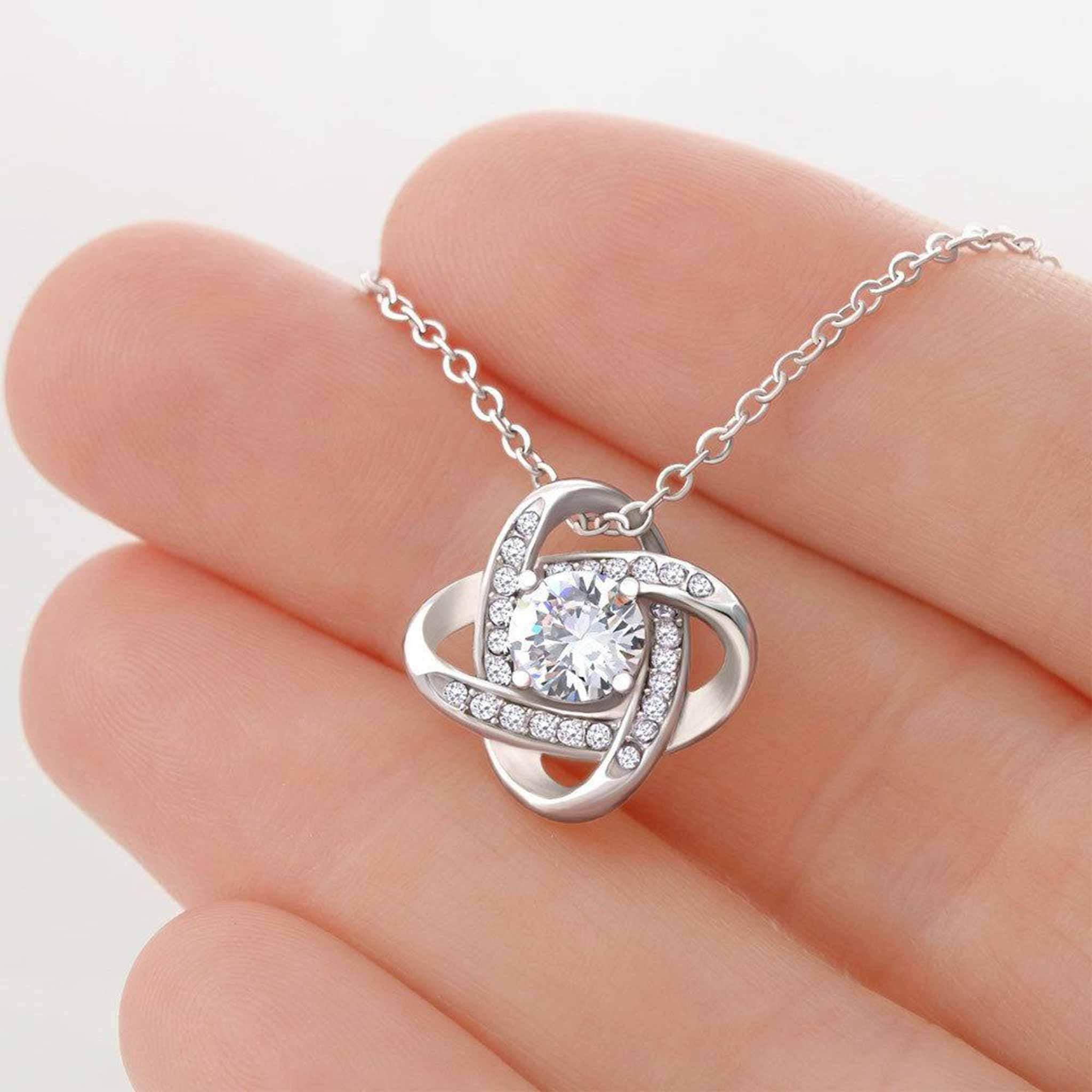 Love Knot Necklace With I Love You In Multiple Languages Personalized Insert CardCustomly Gifts