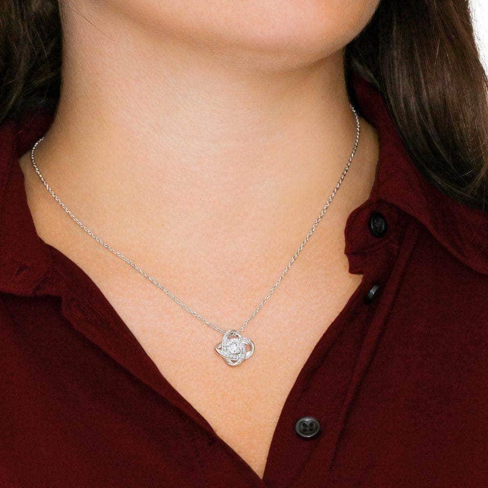 Love Knot Necklace With Will You Be My Bridesmaid? Blush-Slvr Personalized Insert CardCustomly Gifts