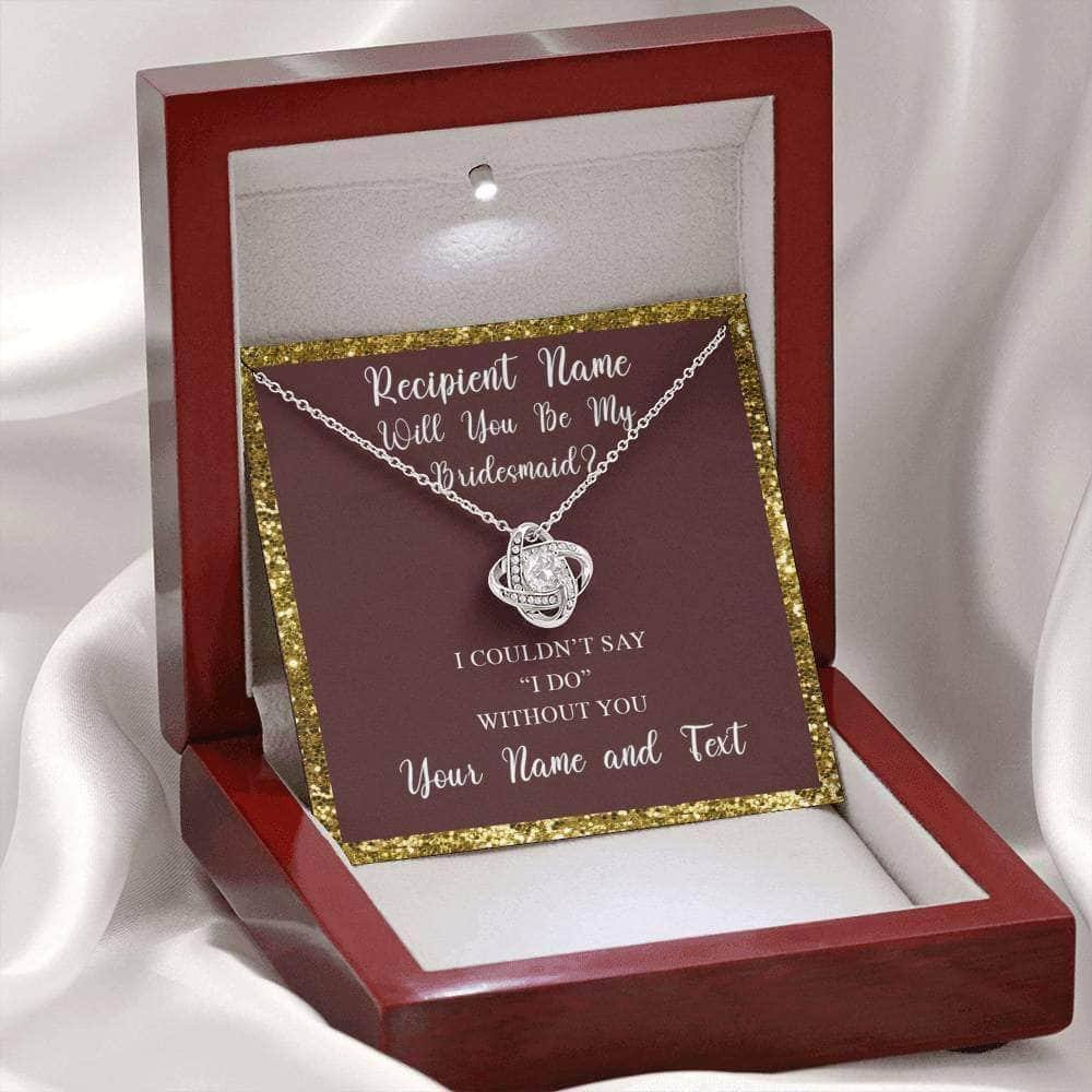 Love Knot Necklace With Will You Be My Bridesmaid? Burg-Gld Personalized Insert CardCustomly Gifts