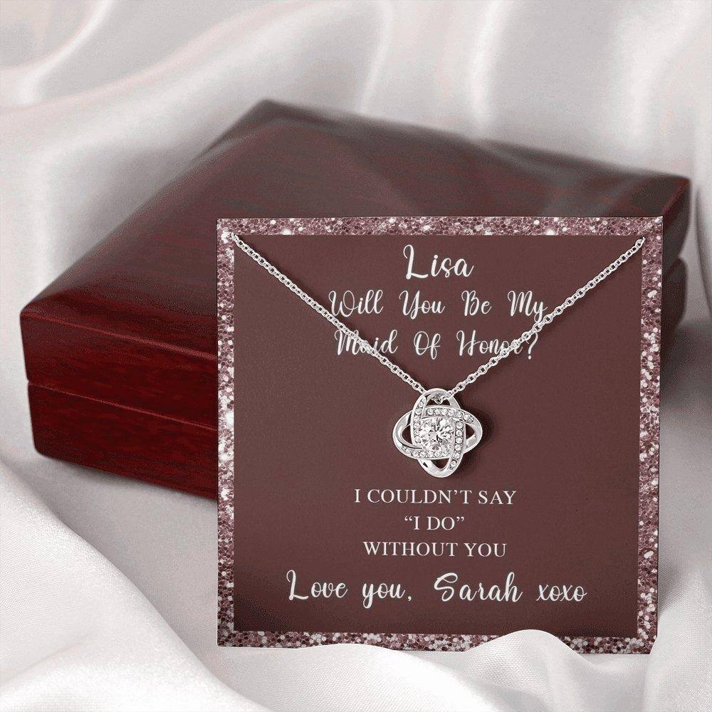 Love Knot Necklace With Will You Be My Maid Of Honor? Burg-Burg Personalized Insert CardCustomly Gifts