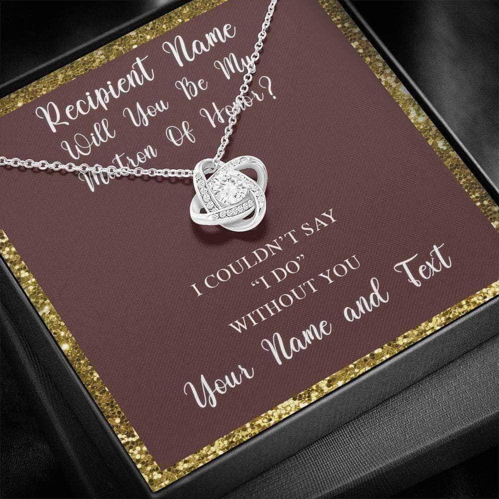 Love Knot Necklace With Will You Be My Matron Of Honor? Burg-Gld Personalized Insert CardCustomly Gifts