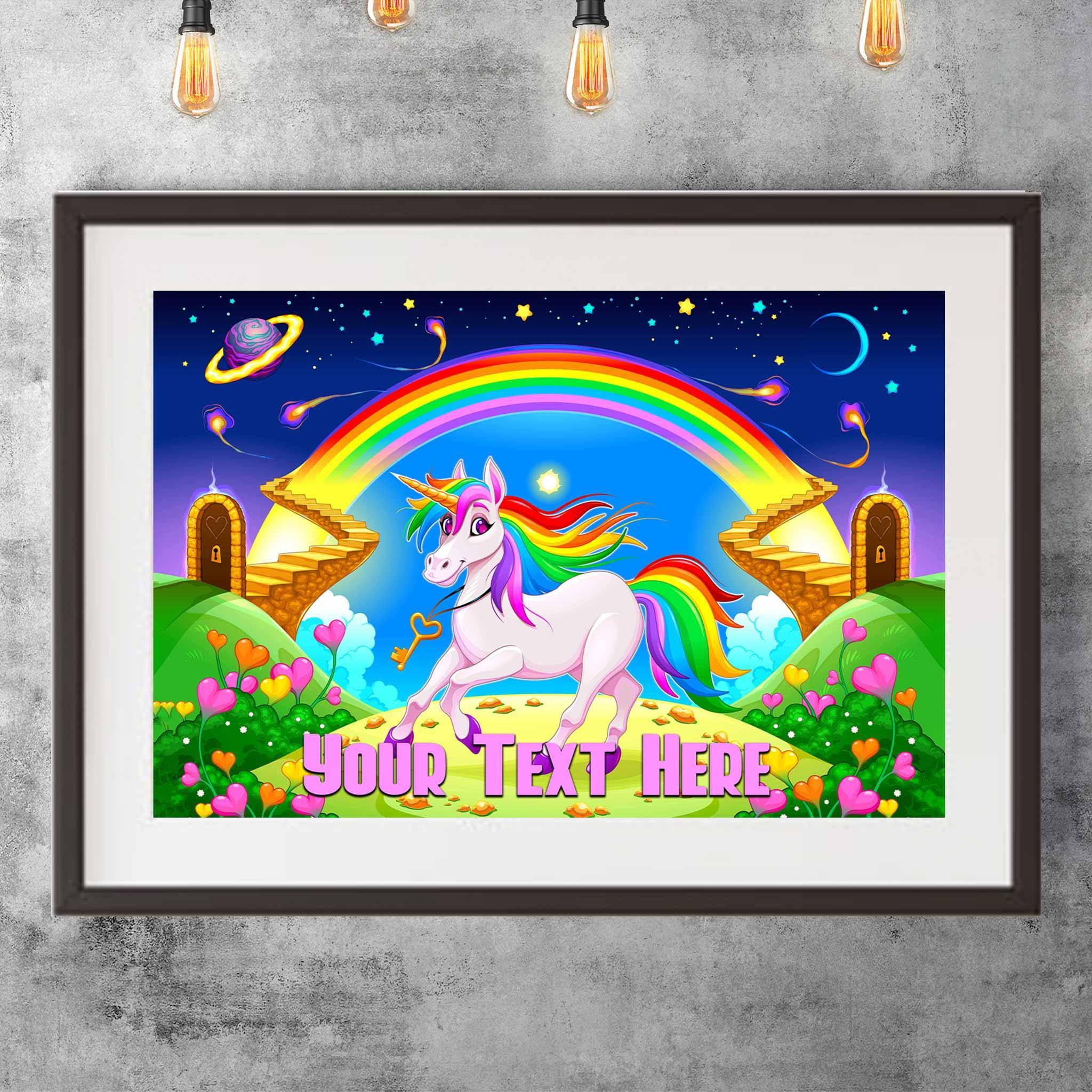 Magical Unicorn v1 Kids Personalized Premium PosterCustomly Gifts