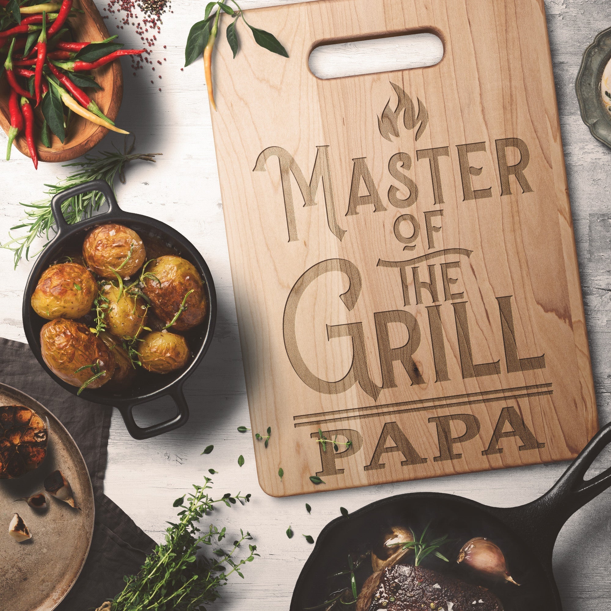 Master of The Grill Personalized Maple Cutting BoardCustomly Gifts