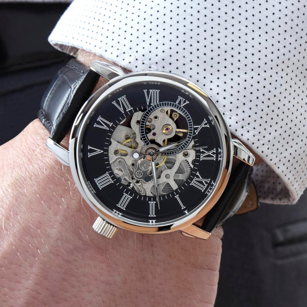 Men's Openwork Watch With Fully Personalized Message CardCustomly Gifts