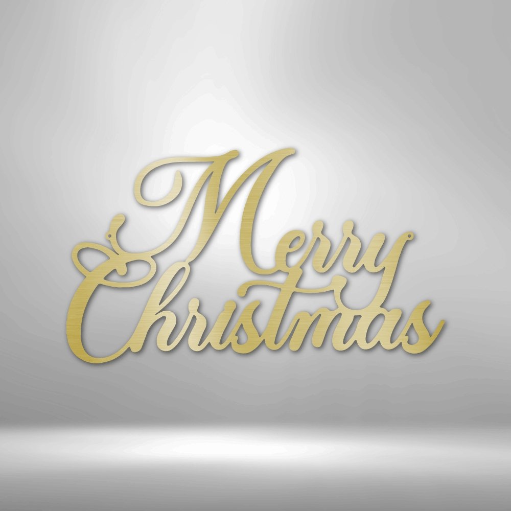 Merry Christmas Script - Steel SignCustomly Gifts