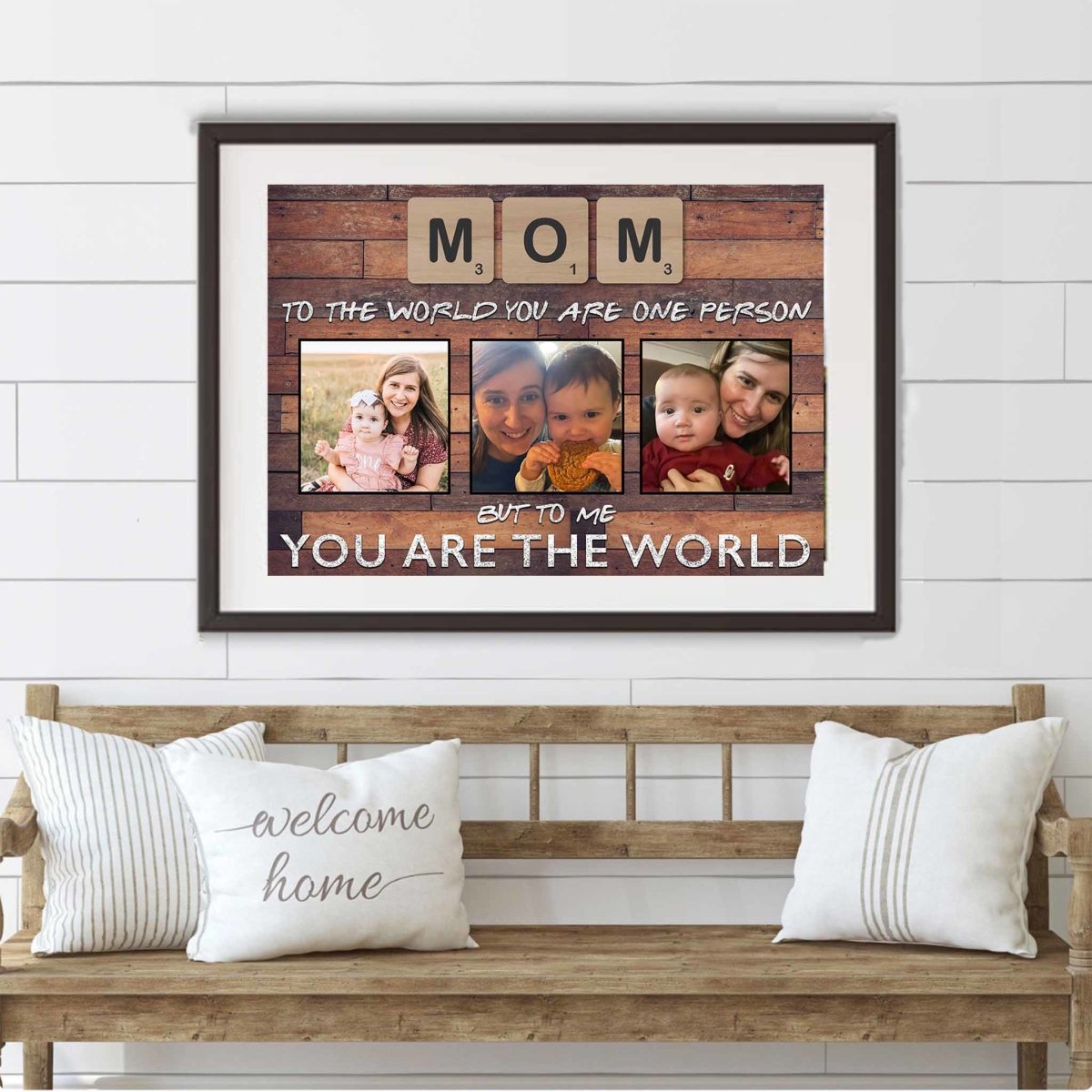 Mom Scrabble You Are The World Dark Wood Personalized Photo PosterCustomly Gifts