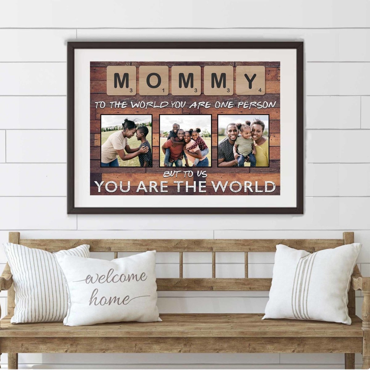 Mommy Scrabble You Are The World Dark Wood Personalized Photo PosterCustomly Gifts