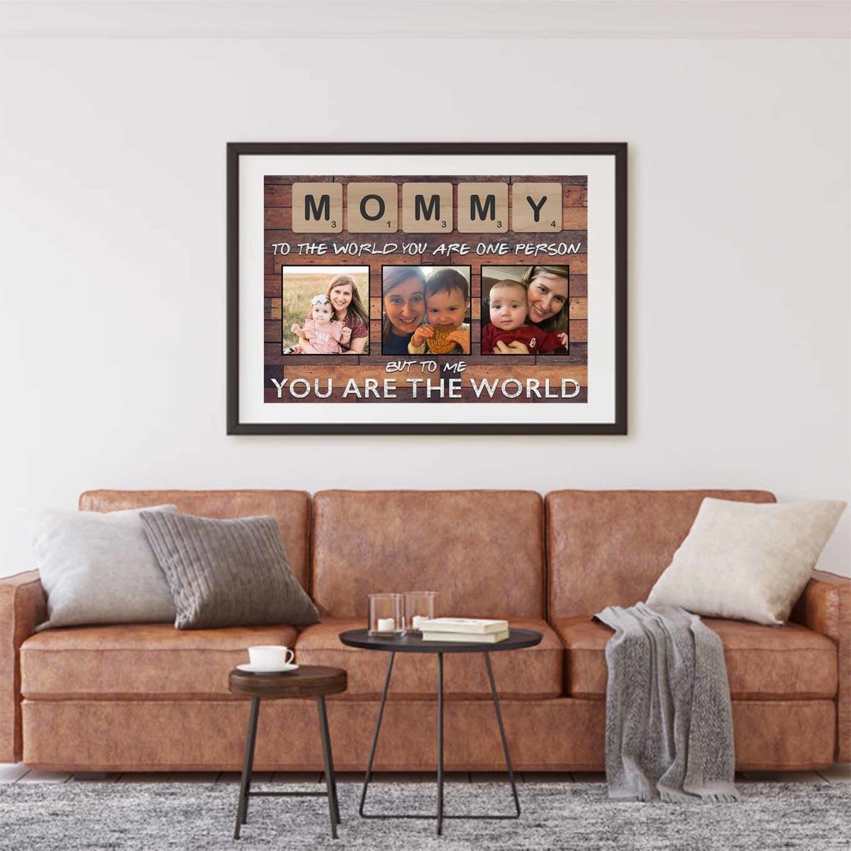 Mommy Scrabble You Are The World Dark Wood Personalized Photo PosterCustomly Gifts