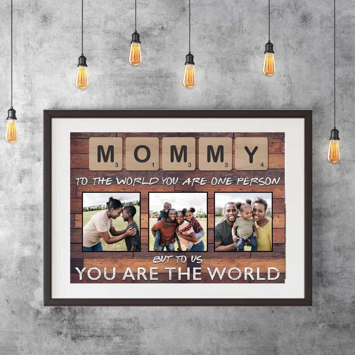 Mommy Scrabble You Are The World Dark Wood Personalized Photo PosterCustomly Gifts