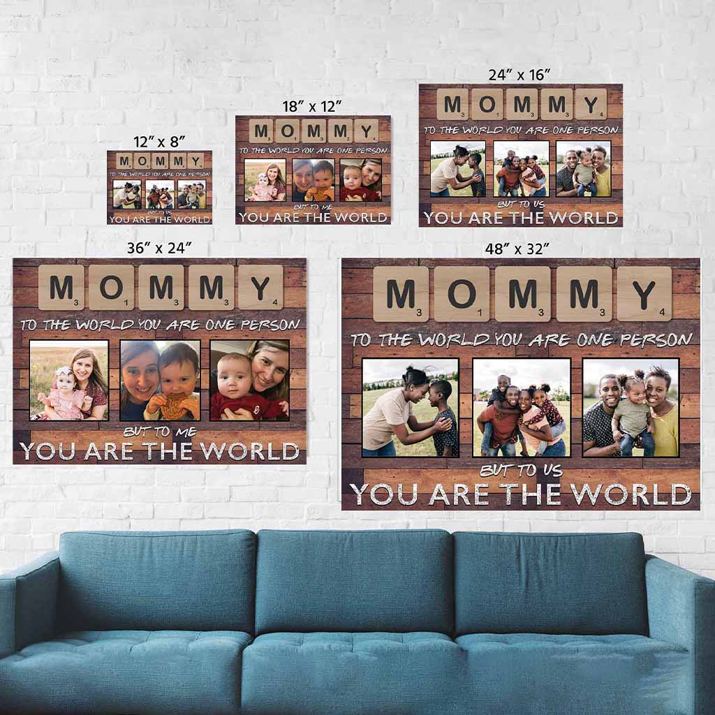 Mommy Scrabble You Are The World Dark Wood Personalized Photo PosterCustomly Gifts