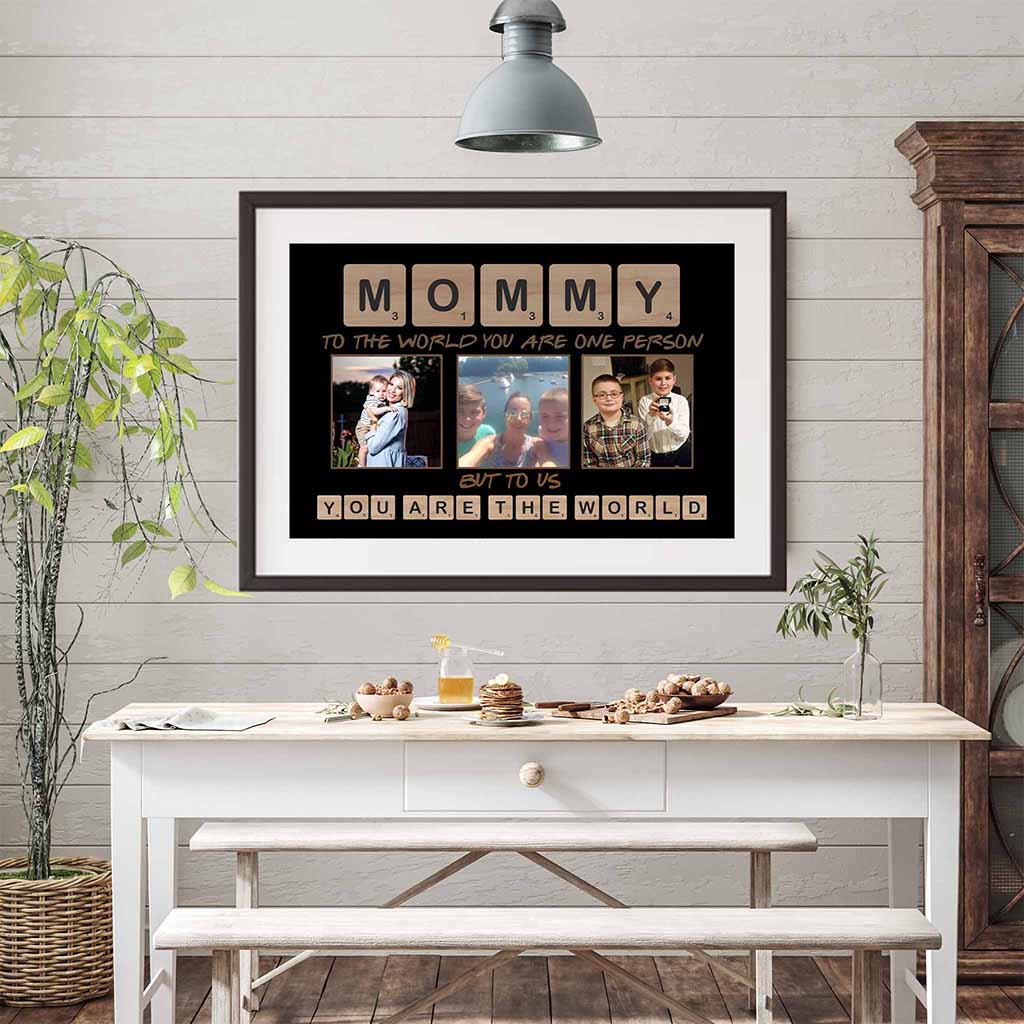 Mommy Scrabble You Are The World Personalized Photo Black PosterCustomly Gifts