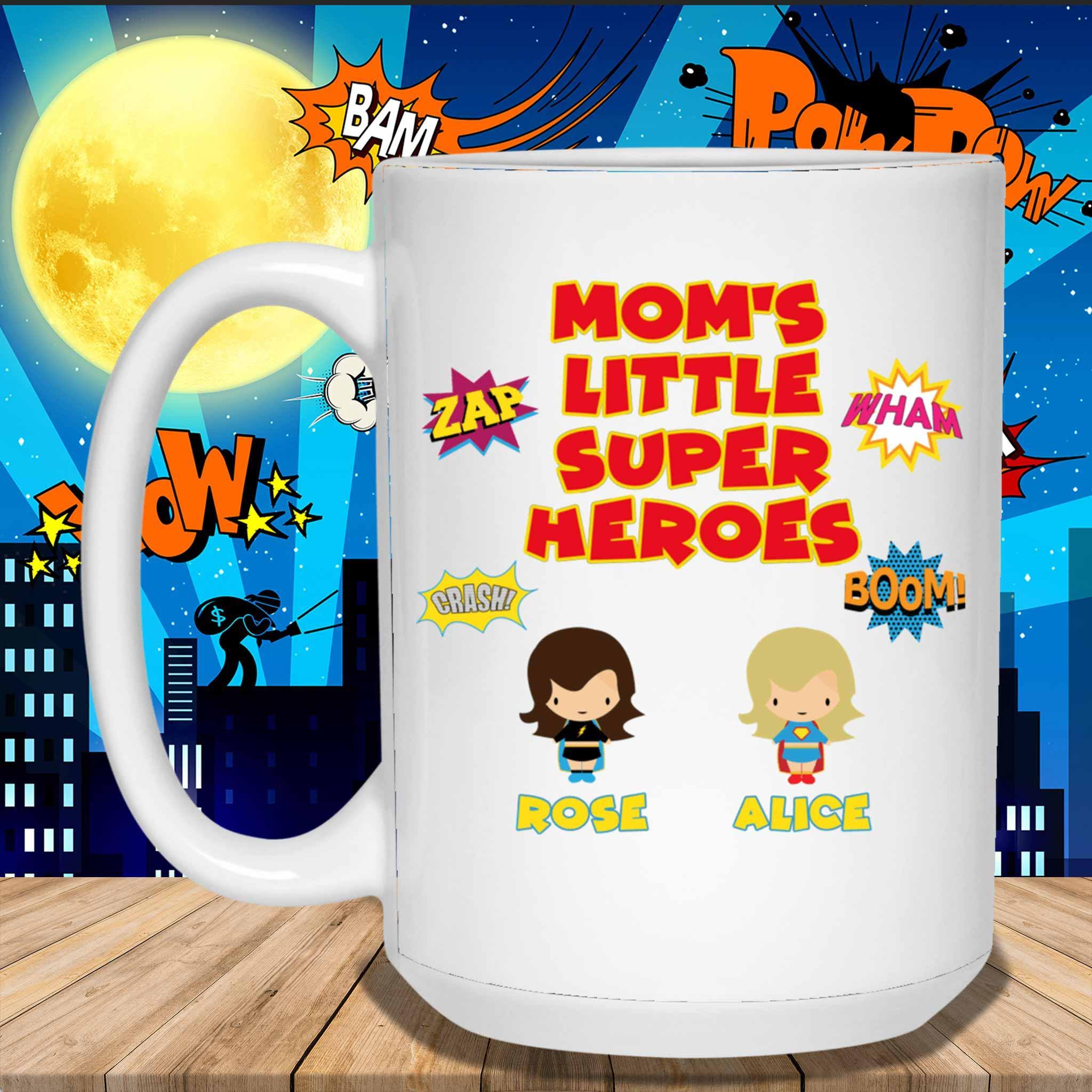 Mom's Little Super Heroes Custom Personalized Coffee MugCustomly Gifts