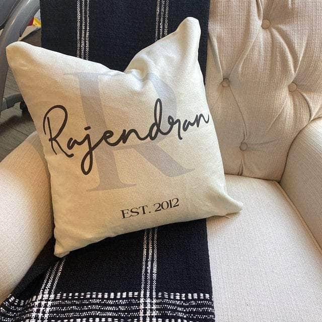 Monogram Family Name v1 Personalized Throw PillowCustomly Gifts
