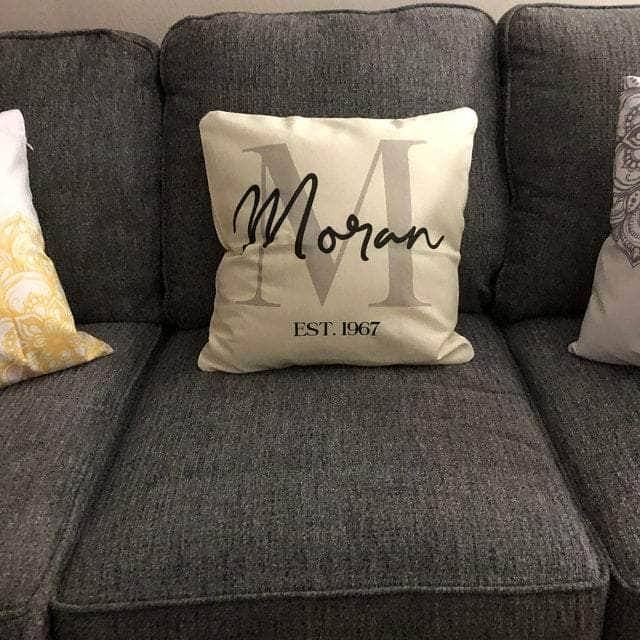 Monogram Family Name v1 Personalized Throw PillowCustomly Gifts