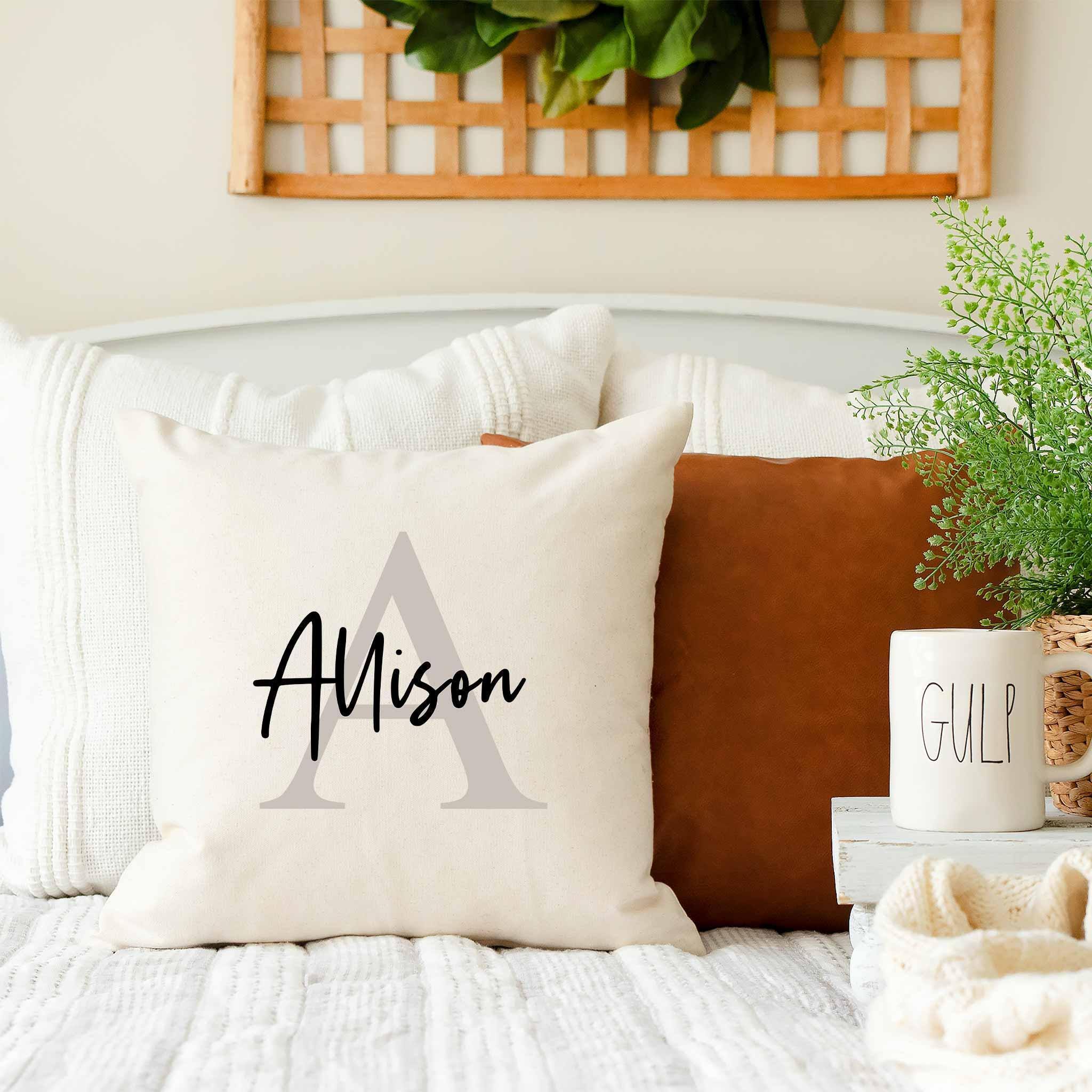 Monogram Family Name v1 Personalized Throw PillowCustomly Gifts