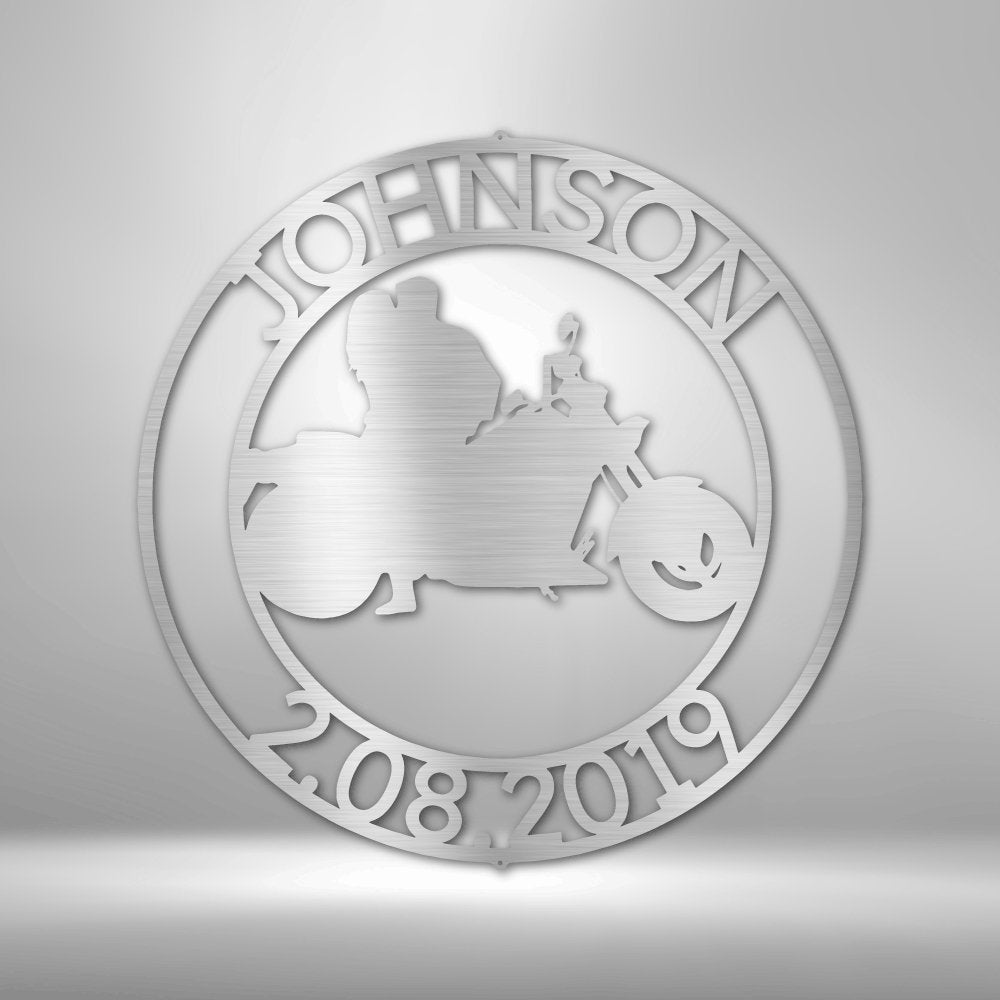 Motorcycle 10 Couple Personalized Name Date Text Steel SignCustomly Gifts