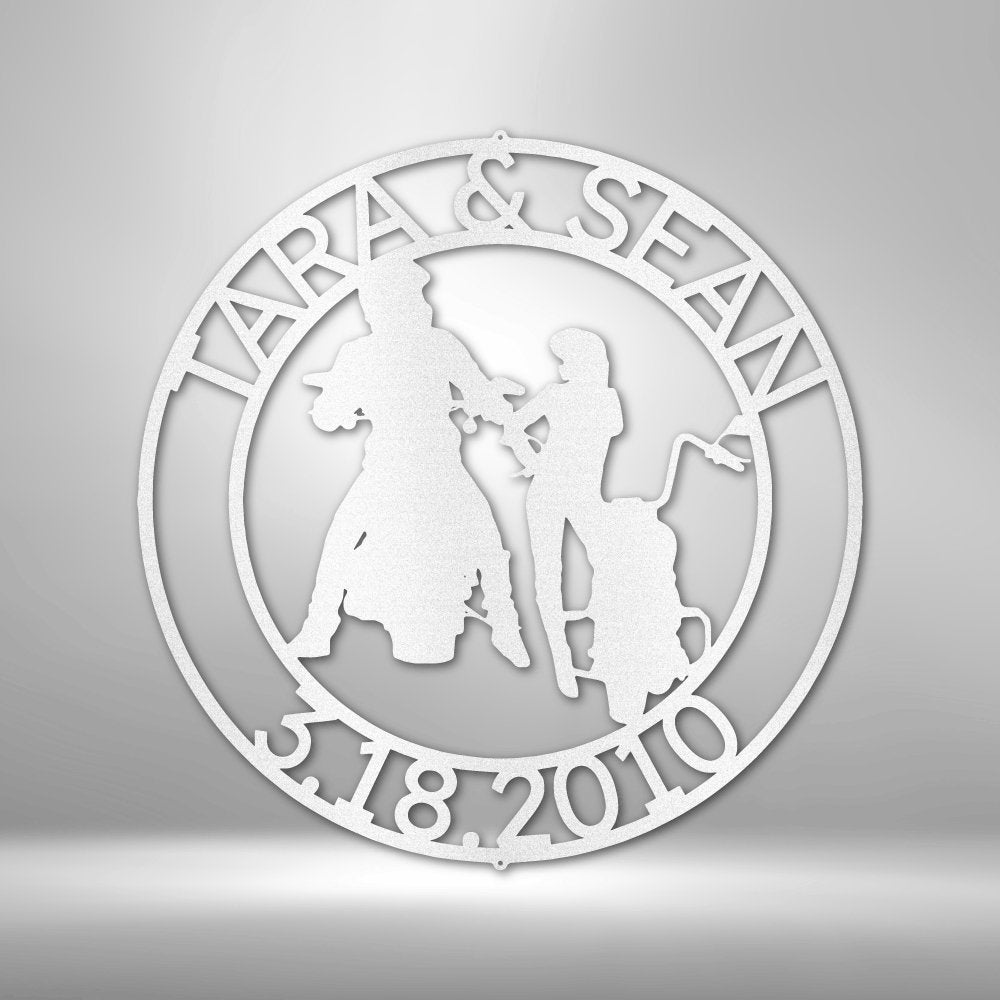 Motorcycle 12 Couple Personalized Names Text Metal SignCustomly Gifts