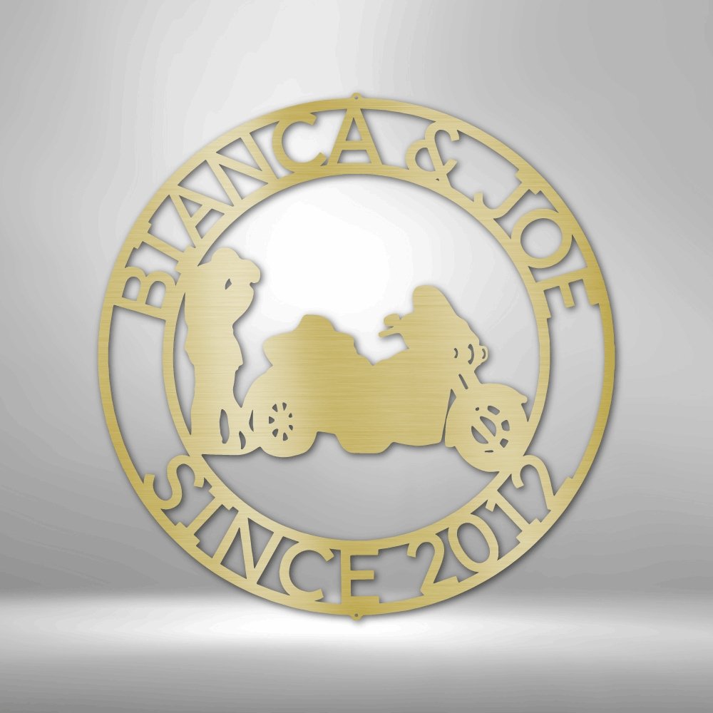 Motorcycle 2 Couple Personalized Names Text Metal SignCustomly Gifts