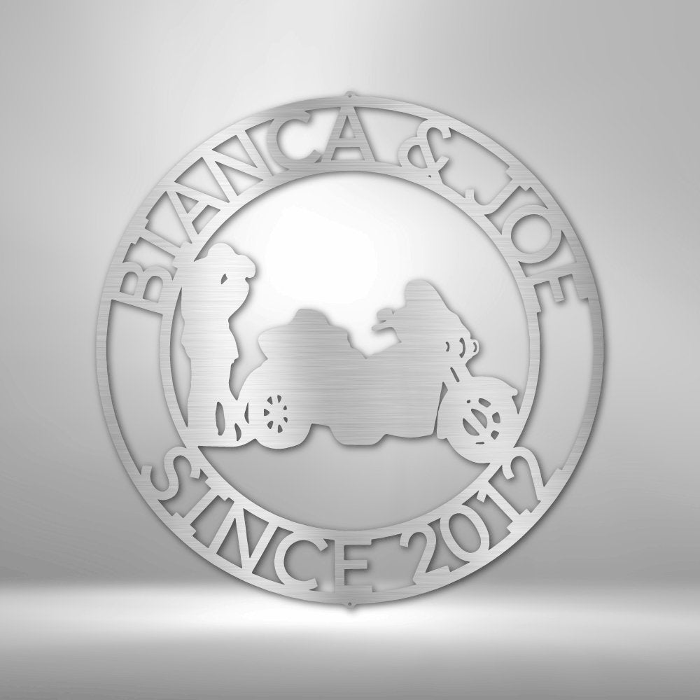 Motorcycle 2 Couple Personalized Names Text Metal SignCustomly Gifts