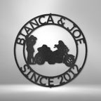 Motorcycle 2 Couple Personalized Names Text Metal SignCustomly Gifts
