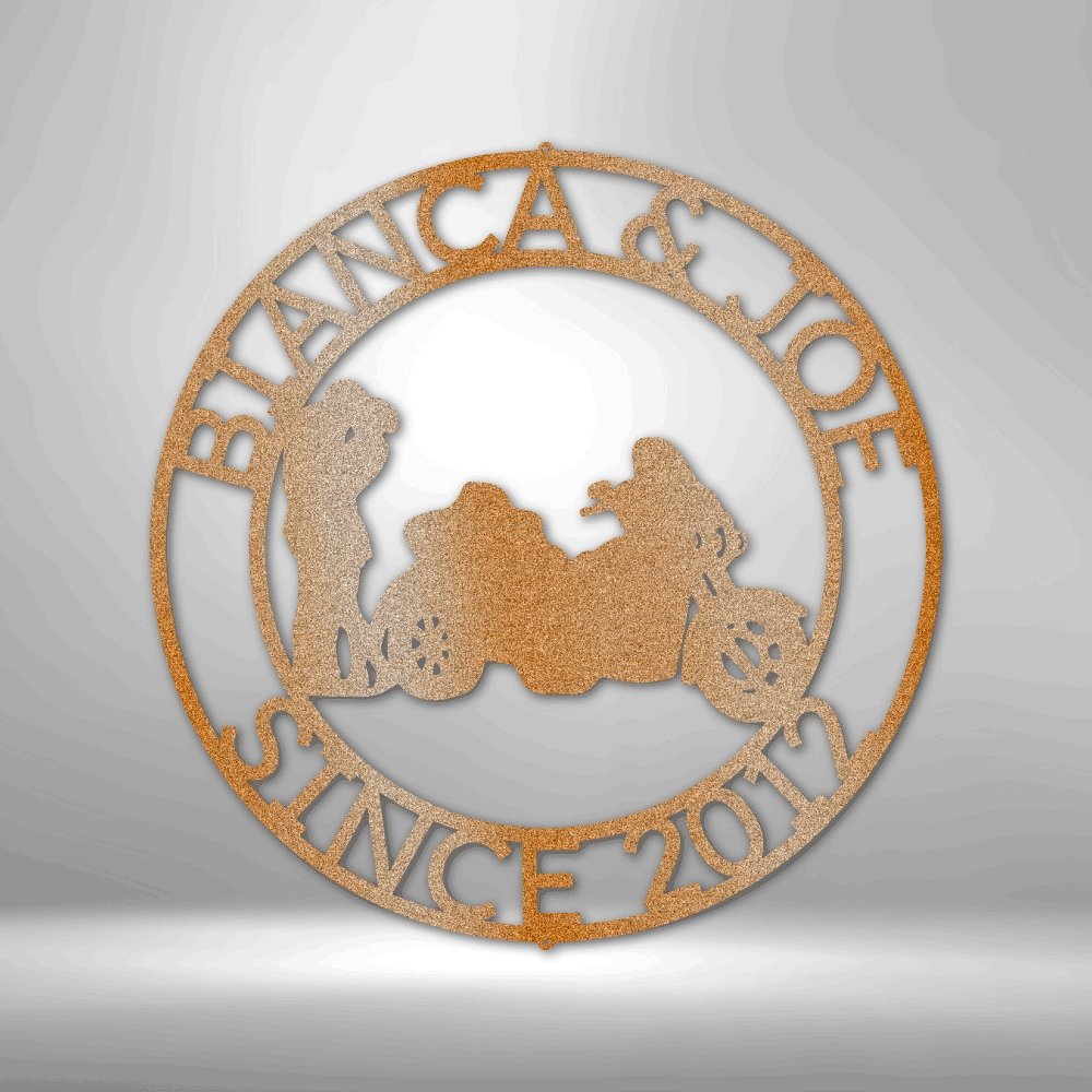 Motorcycle 2 Couple Personalized Names Text Metal SignCustomly Gifts